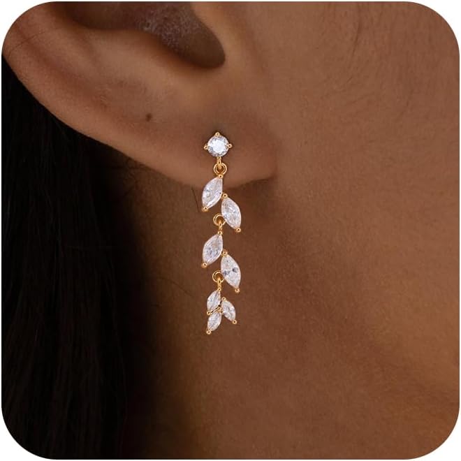 SELFROSE Store Silver Earrings for Women,Dainty Dangle Earrings Silver Plated Drop Earrings for Women Trendy Hypoallergenic CZ Stud Earrings Wedding Pearl Earrings Dangling Cute Small Hoop Earrings Jewelry - Image 1